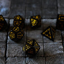 Gemstone Black Dragon Shield Night Obsidian DND Dice Set - Bards & Cards
