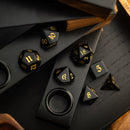 Gemstone Black Night Obsidian Hand Carved DND Dice Set - Bards & Cards