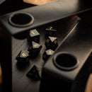Gemstone Black Night Obsidian Hand Carved DND Dice Set - Bards & Cards