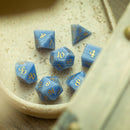 Gemstone Blue Lace Agate Eye Stone Hand Carved DND Dice Set - Bards & Cards