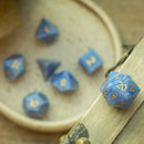 Gemstone Blue Lace Agate Eye Stone Hand Carved DND Dice Set - Bards & Cards