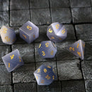 Gemstone Gray Cats Eye Stone DND Dice Set - Bards & Cards