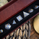 Gemstone Gray Cats Eye Stone DND Dice Set - Bards & Cards