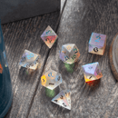 Gemstone (Inked) Raised Dichroic Glass DND Dice Set - Bards & Cards
