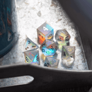 Gemstone (Inked) Raised Dichroic Glass DND Dice Set - Bards & Cards