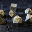 Gemstone Jasper Hand Carved (And Box) DND Dice Set - Bards & Cards