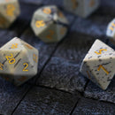 Gemstone Jasper Hand Carved (And Box) DND Dice Set - Bards & Cards
