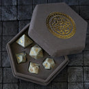 Gemstone Jasper Hand Carved (And Box) DND Dice Set - Bards & Cards