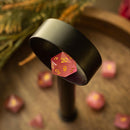 Gemstone Pink Watermelon Cats Eye Stone Hand Carved DND Dice Set - Bards & Cards