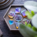 Gemstone Raised Dichroic Glass DND Dice Set - Bards & Cards