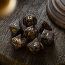 Gemstone Yooperlite Hand Carved DND Dice Set - Bards & Cards
