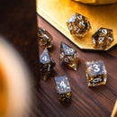 Gold Handmade Resin DND Dice Set - Bards & Cards