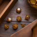 Gold Honey Lightning Cracked Glass DND Dice Set - Bards & Cards