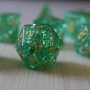 Green Lightning Cracked Glass DND Dice Set - Bards & Cards