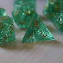 Green Lightning Cracked Glass DND Dice Set - Bards & Cards
