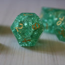 Green Lightning Cracked Glass DND Dice Set - Bards & Cards