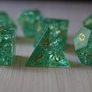Green Lightning Cracked Glass DND Dice Set - Bards & Cards