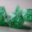 Green Mint Inked Lightning Cracked Glass DND Dice Set - Bards & Cards