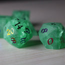 Green Mint Inked Lightning Cracked Glass DND Dice Set - Bards & Cards