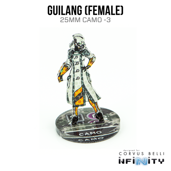 Infinity 3D Markers: Guilang, Female (25mm Camo -3) - Bards & Cards
