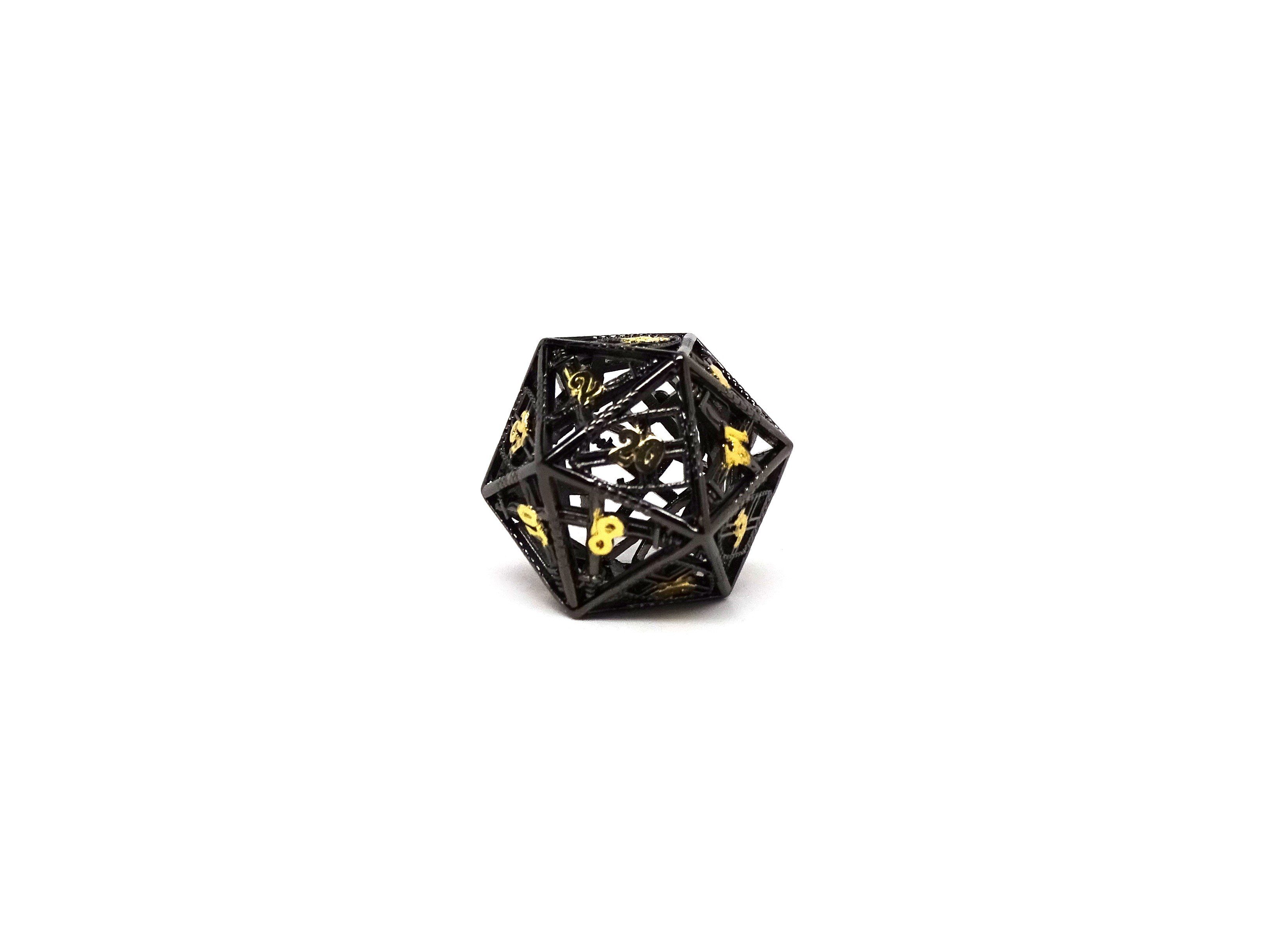 Hollow Dice of Divine Retribution - Gun Metal D20 - Bards & Cards