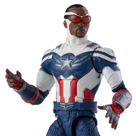 Captain America: Marvel Legends: Captain America Sam Wilson 6-Inch Action Figure (Captain America Flight Gear BAF) - Bards & Cards
