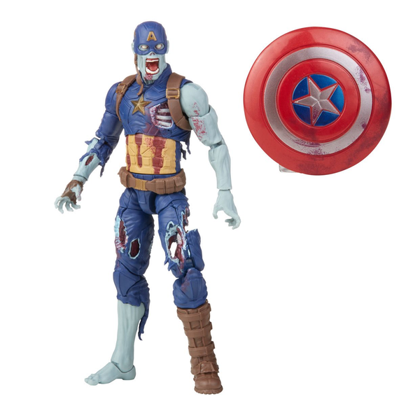 Marvel Legends: What If? - Zombie Captain America 6-Inch Action Figure (Watcher Major Build-A-Figure) - Bards & Cards
