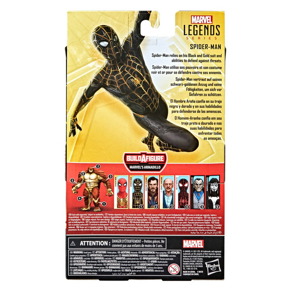 Marvel Legends: Spider-Man 3 - Black and Gold Spider-Man 6-Inch Action Figure (Armadillo Build-A-Figure) - Bards & Cards