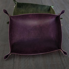 Hand Made Italian Purple Pueblo Leather DND Dice Tray - Bards & Cards