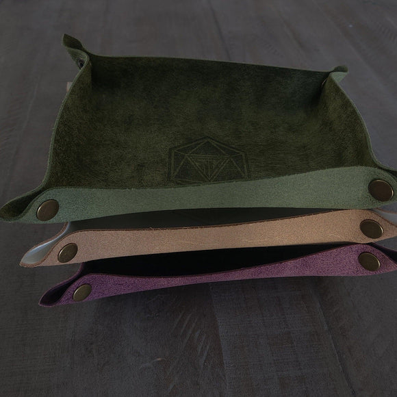 Hand Made Italian Purple Pueblo Leather DND Dice Tray - Bards & Cards