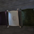 Hand Made Italian Purple Pueblo Leather DND Dice Tray - Bards & Cards