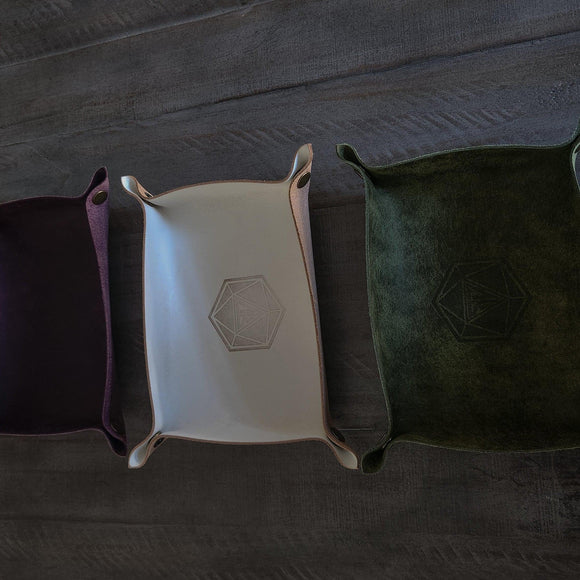 Hand Made Italian Purple Pueblo Leather DND Dice Tray - Bards & Cards