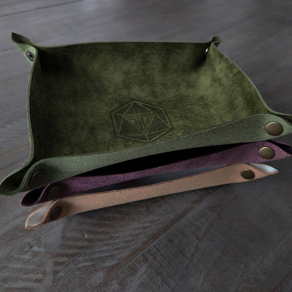 Hand Made Italian Purple Pueblo Leather DND Dice Tray - Bards & Cards