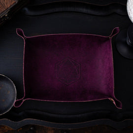 Hand Made Italian Purple Pueblo Leather DND Dice Tray - Bards & Cards