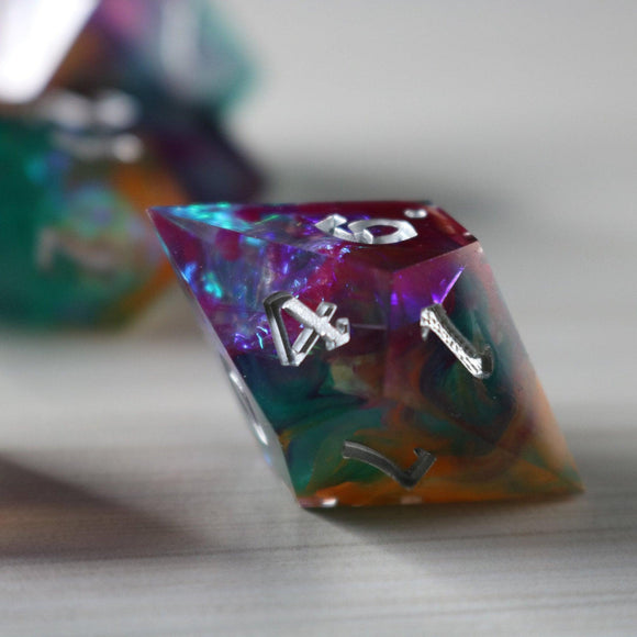 Handmade Resin DND Dice Set - Bards & Cards