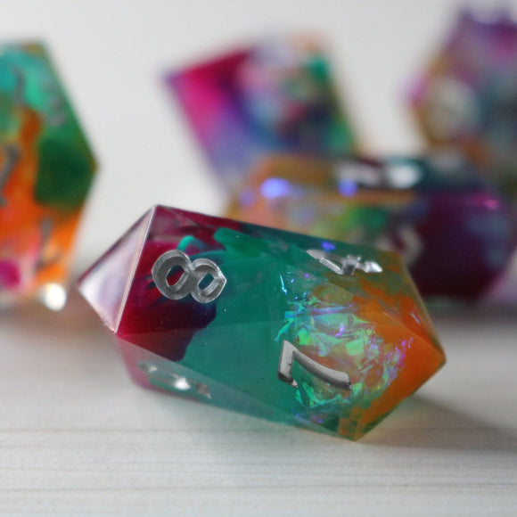 Handmade Resin DND Dice Set - Bards & Cards