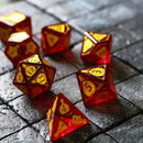 Health Potion Red Zircon Glass DND Dice Set - Bards & Cards