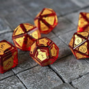 Health Potion Red Zircon Glass DND Dice Set - Bards & Cards