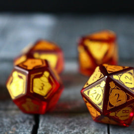 Health Potion Red Zircon Glass DND Dice Set - Bards & Cards