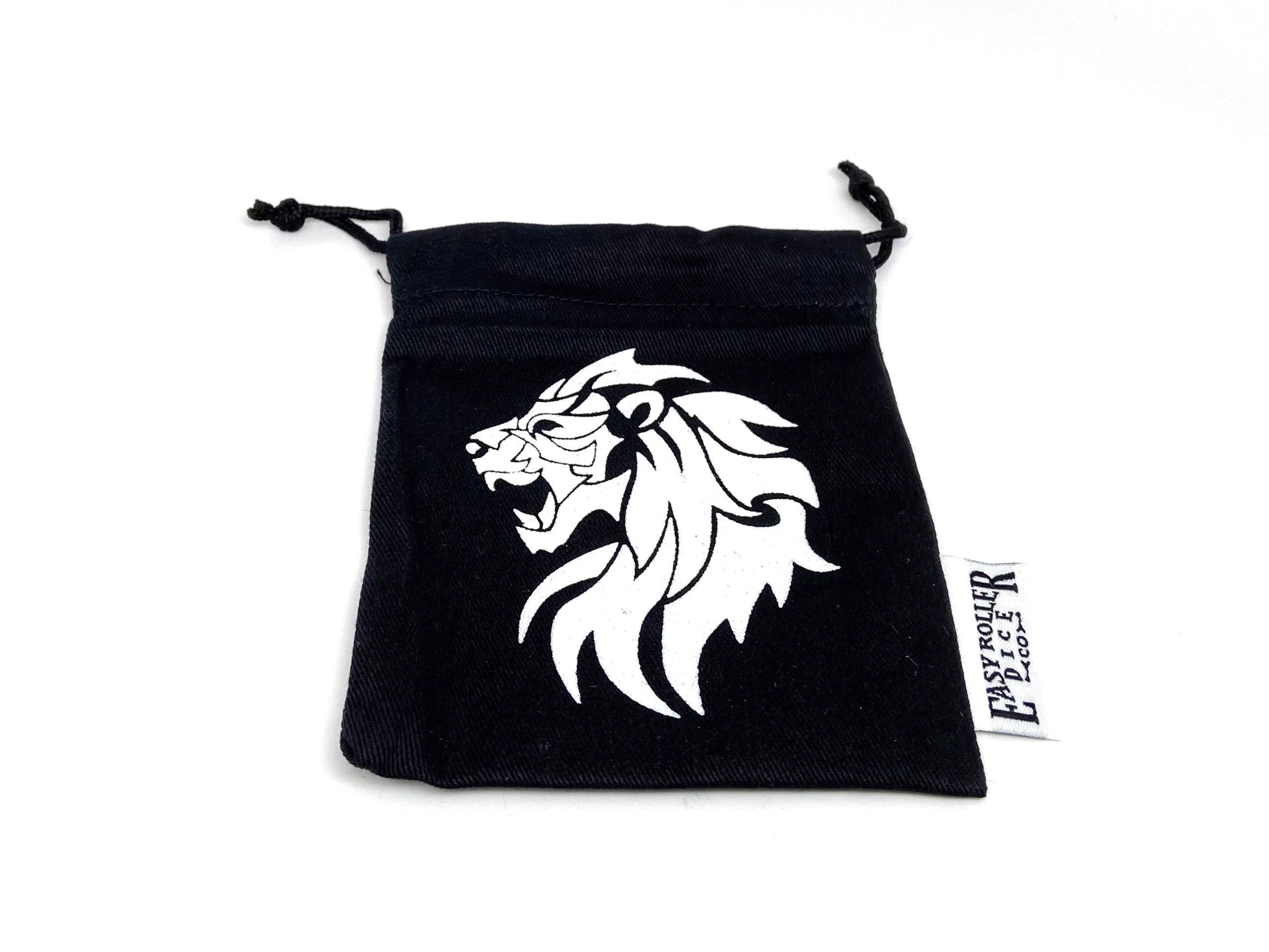 Small Cotton Twill Dice Bag - Lion Design - Bards & Cards