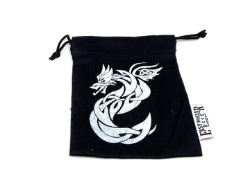 Small Cotton Twill Dice Bag - Celtic Knot Dragon Design - Bards & Cards
