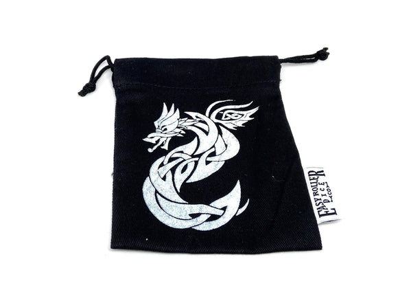 Small Cotton Twill Dice Bag - Celtic Knot Dragon Design - Bards & Cards