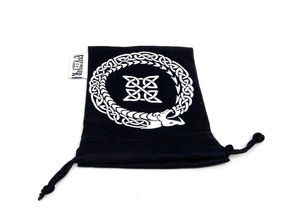 Small Cotton Twill Dice Bag - Ouroboros Design - Bards & Cards