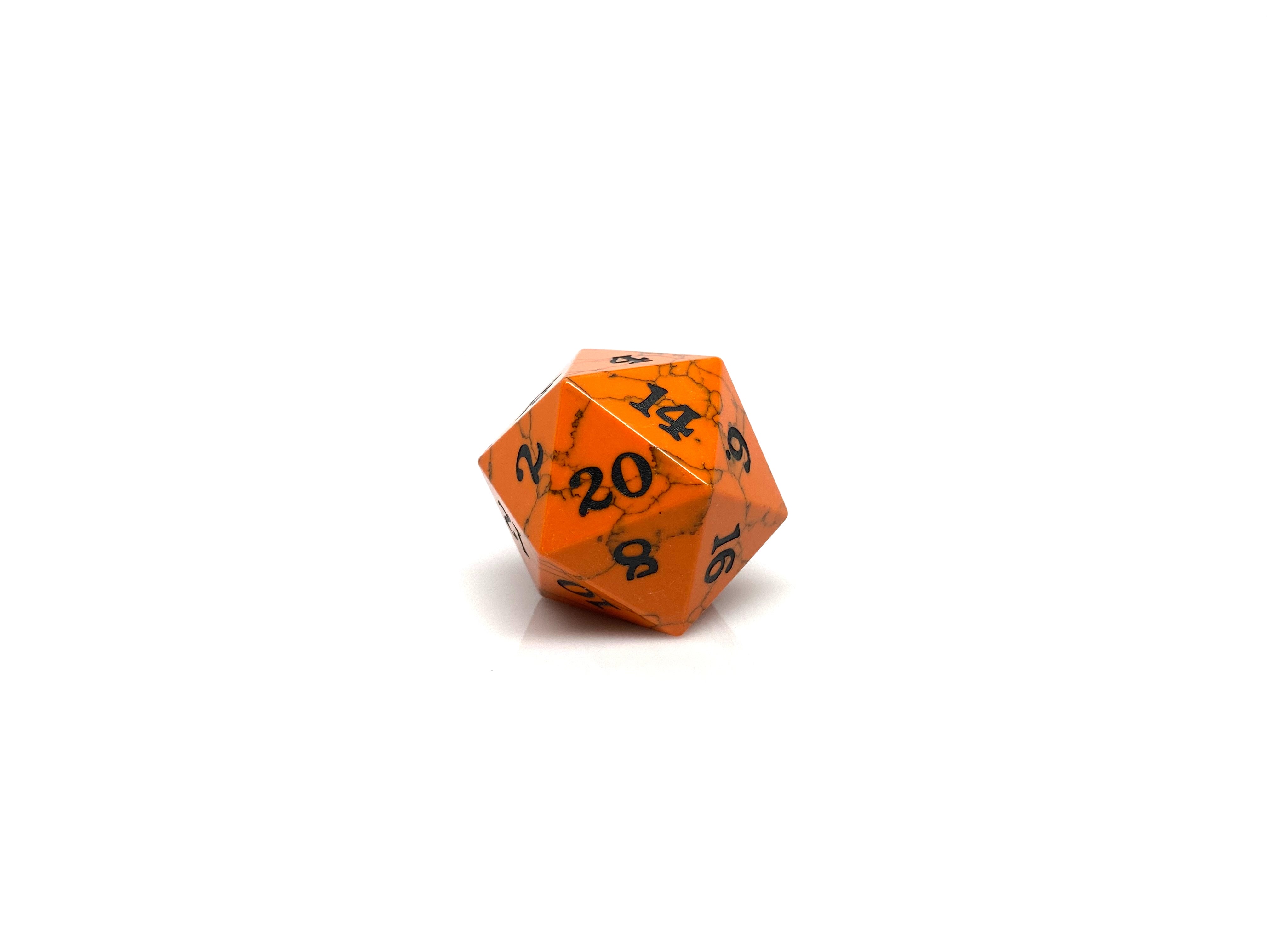 Cracked Stone D20 Dice - Orange - Bards & Cards