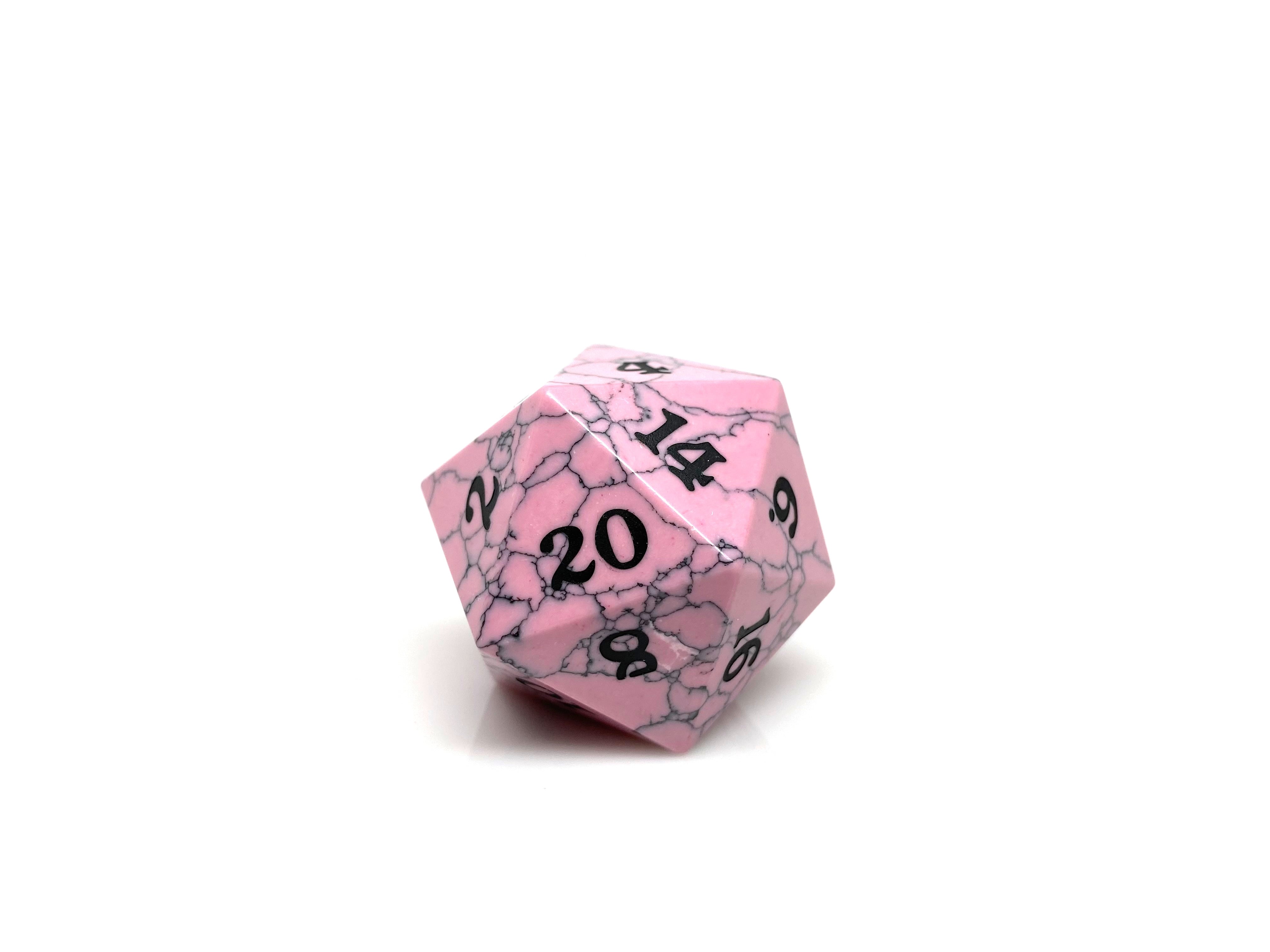 Cracked Stone D20 Dice - Pale Pink - Bards & Cards