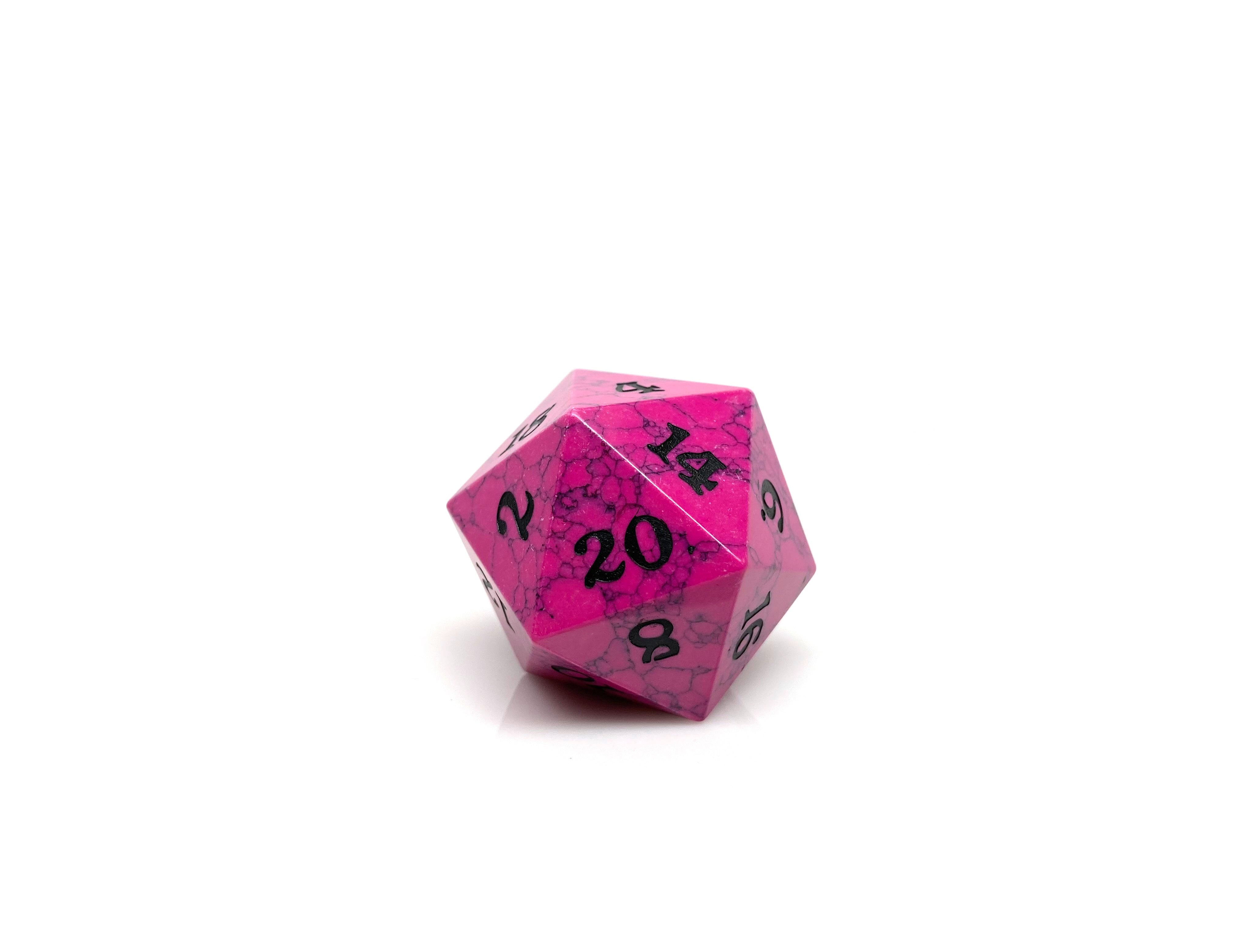 Cracked Stone D20 Dice - Magenta - Bards & Cards