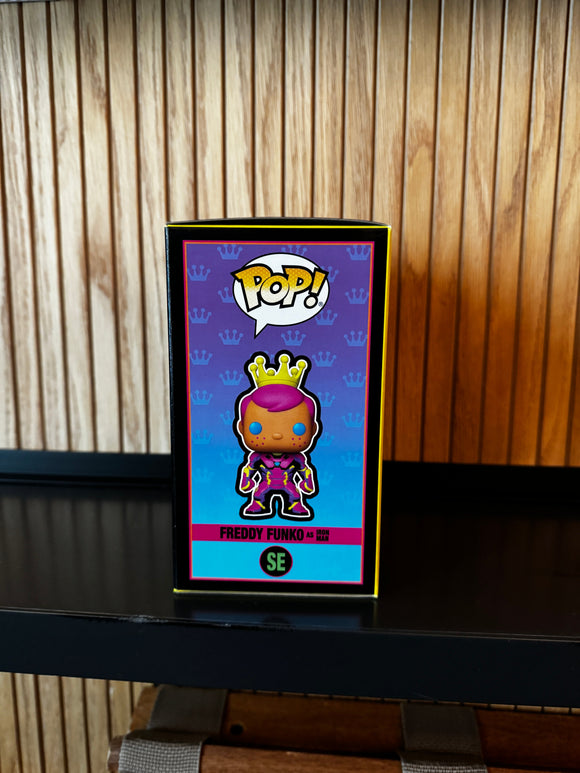 Funko Fundays Experience 2025: Pop! Originals MARVEL Freddy Funko as Iron Man (Blacklight) LE500 - Bards & Cards