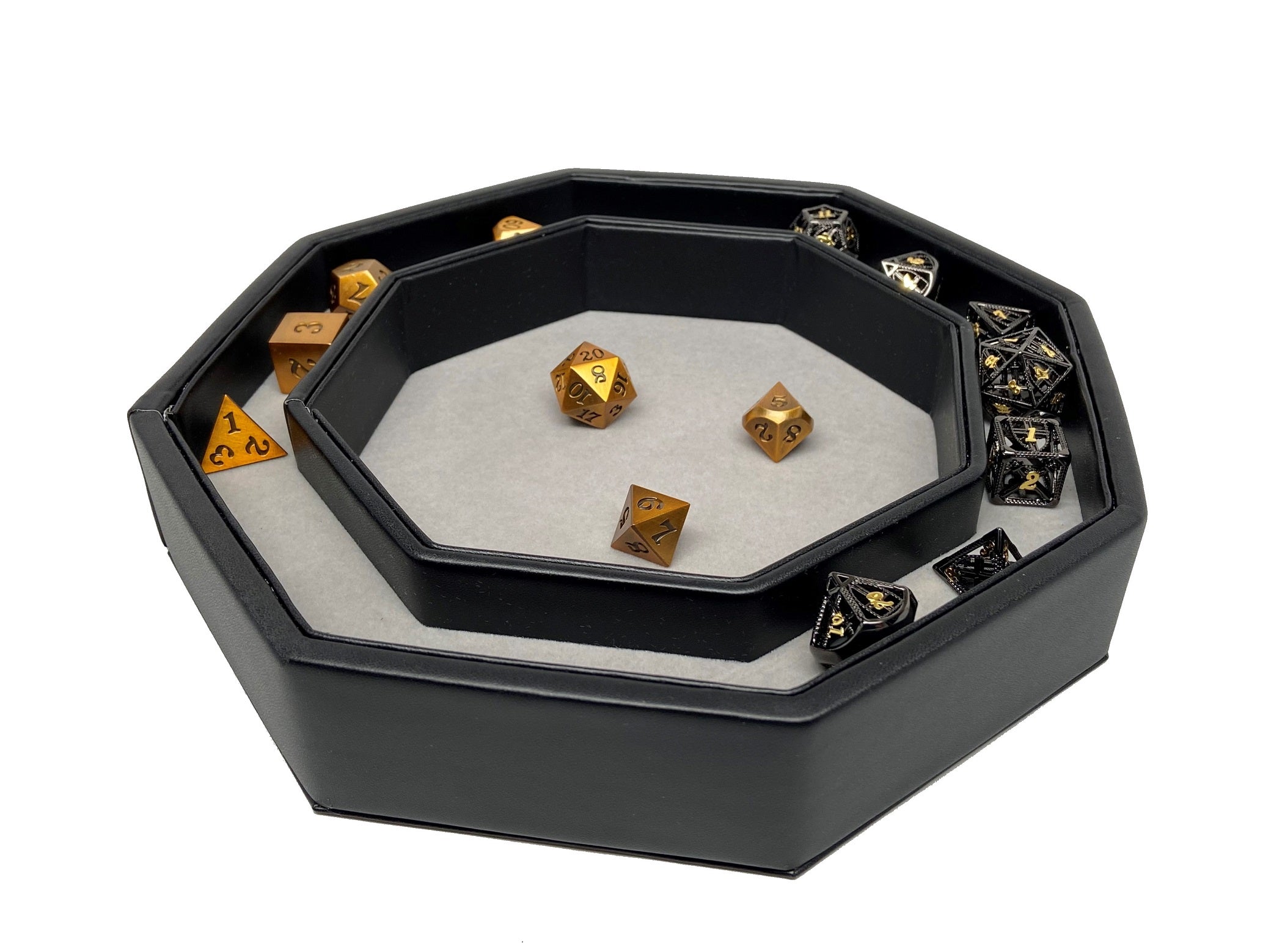 Plain Design Dice Tray With Dice Staging Area and Lid - Bards & Cards