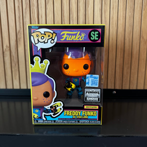 Funko Fundays Experience 2025: Pop! Originals MARVEL GotG Freddy Funko as Star-Lord (Blacklight) LE250 - Bards & Cards