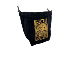 LIMITED EDITION: Black & Tan Spell Book Reversible Microfiber Self-Standing Large Dice Bag - Bards & Cards